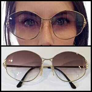 Luxottica Retro Mod‎ Style Tinted Bifocal Sunglasses 135 mm Gold Polka Dot